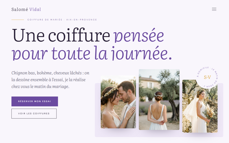Aperçu du modèle Lavande et miel, pour la coiffure ou le maquillage de mariée