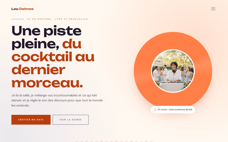 Aperçu du modèle Plein soleil, pour DJ de mariage