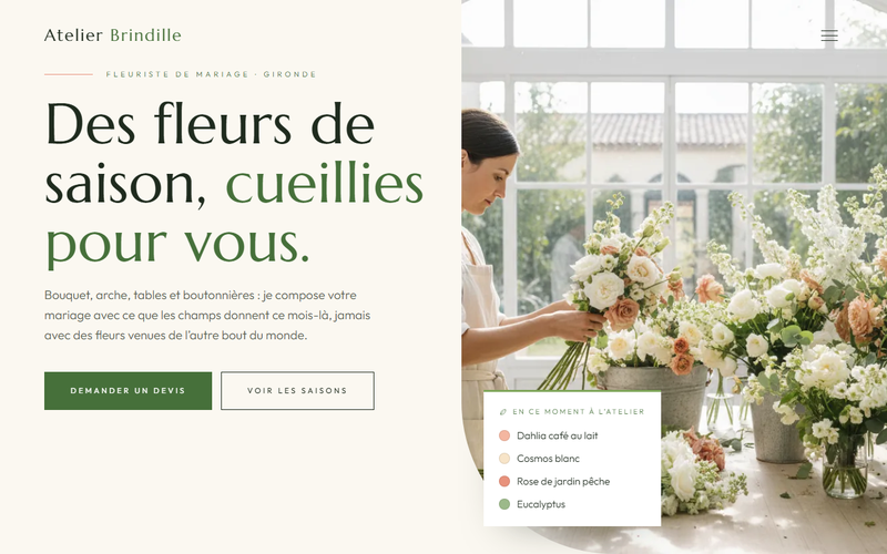 Aperçu du modèle Fleuriste de mariage · Brindille, pour fleuriste