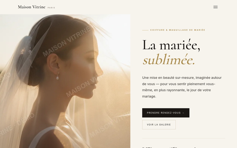 Aperçu du modèle Mariée · Éditorial Parisien, pour coiffure et maquillage