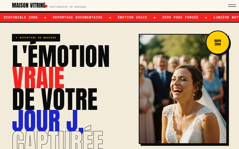Aperçu du modèle Kinetic Bold, pour photographe de mariage