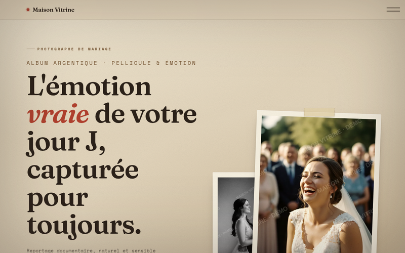 Aperçu du modèle Rétro Argentique, pour photographe de mariage
