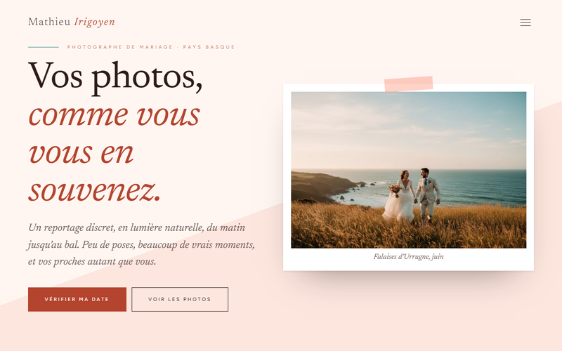 Aperçu du modèle Photographe de mariage · Corail, pour photographe