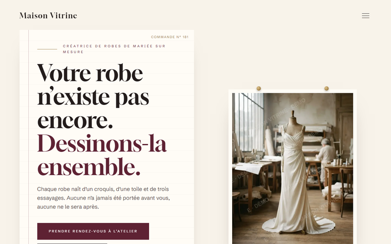 Aperçu du modèle Robes · Carnet de Commande, pour robe de mariée