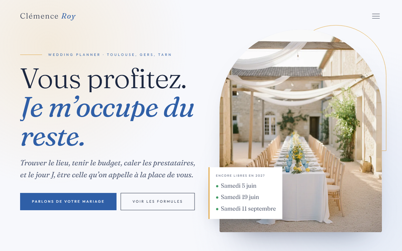 Aperçu du modèle Wedding planner · Bleu de Provence, pour wedding planner