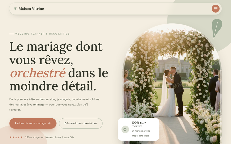 Aperçu du modèle Wedding · Botanique Champêtre, pour wedding planner