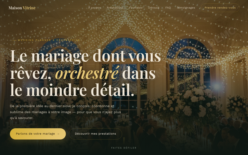 Aperçu du modèle Moody Romantique, pour wedding planner