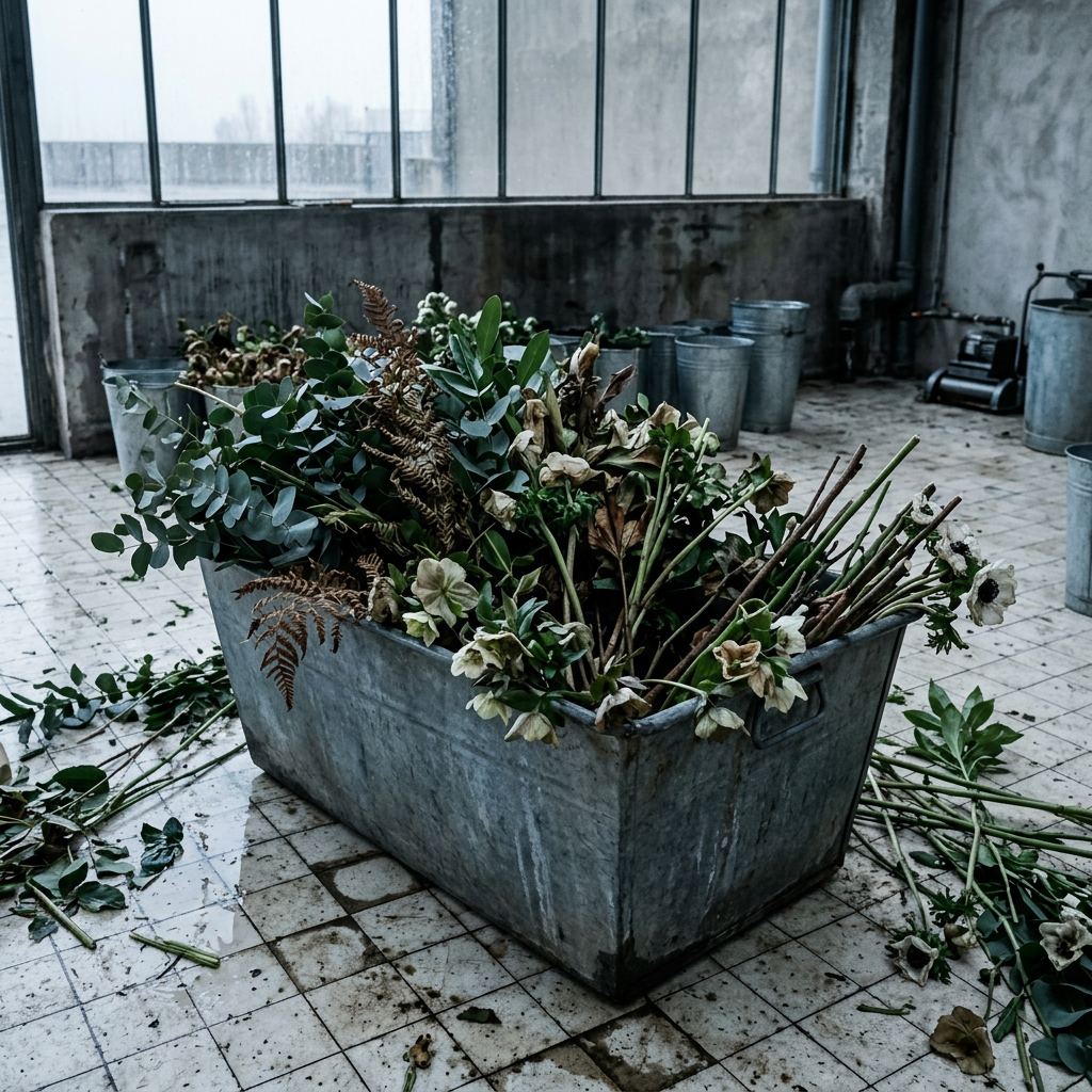 Un bac de tiges et de feuillages pour le compost