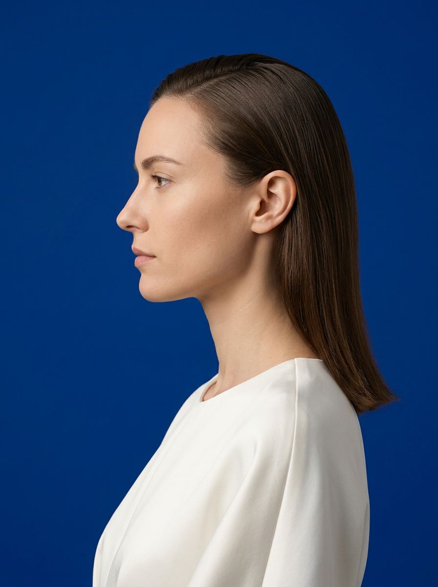 Portrait de profil, cheveux tirés en arrière