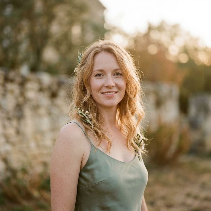 Une témoin rousse au teint frais et aux joues rosées