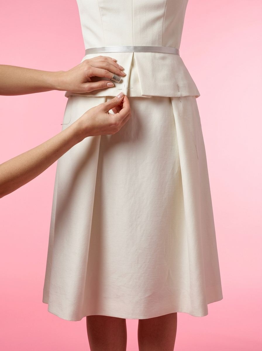 Essayage de la robe terminée, ajustement de la ceinture